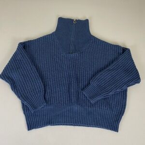 Falls Creek Turtleneck Sweater Women's Plus 3X Blue Ribbed Knit 1/4 Zip‎ Acrylic
